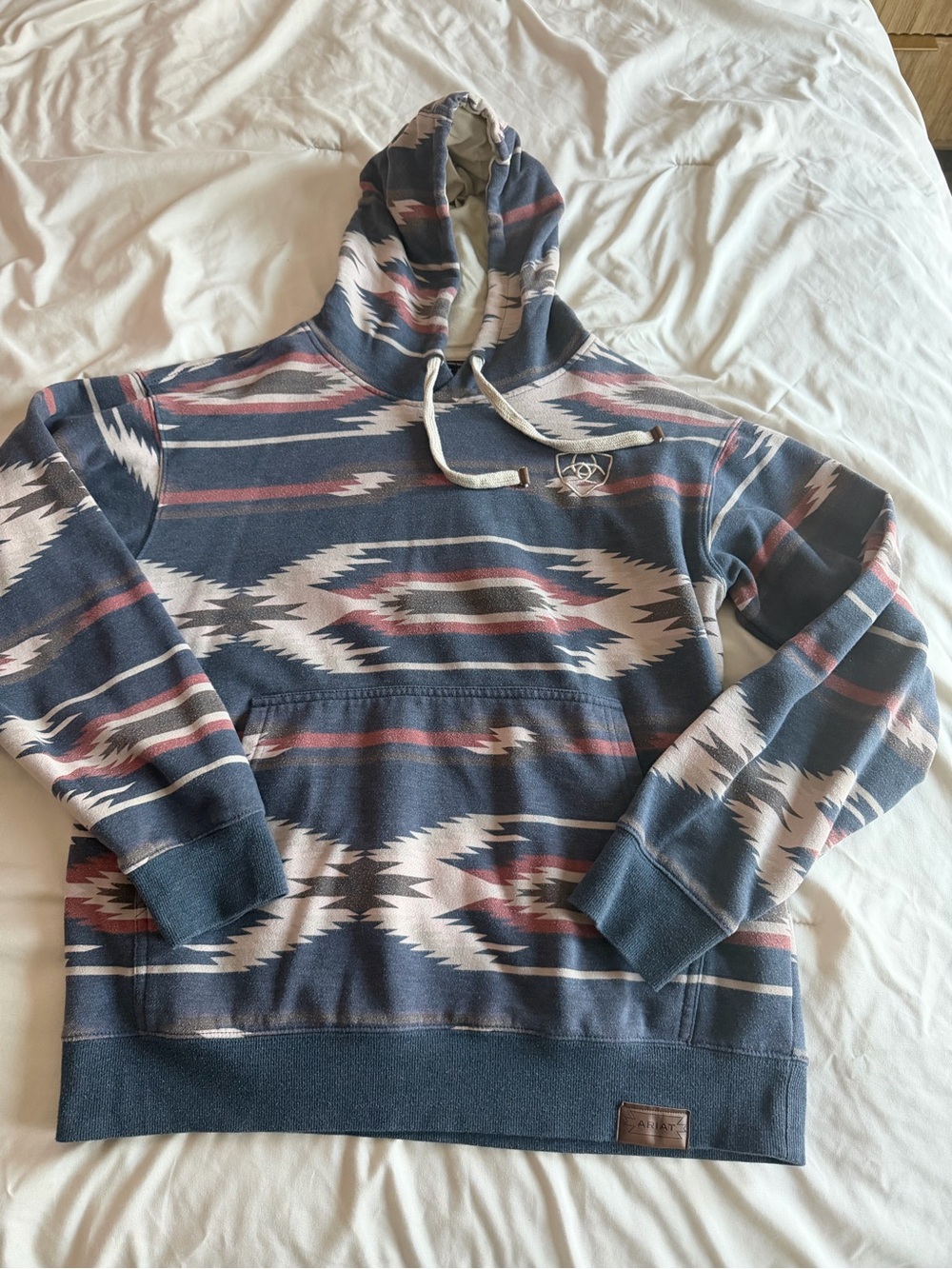 ARIAT Men's Blue Aztec Hooded Sweater